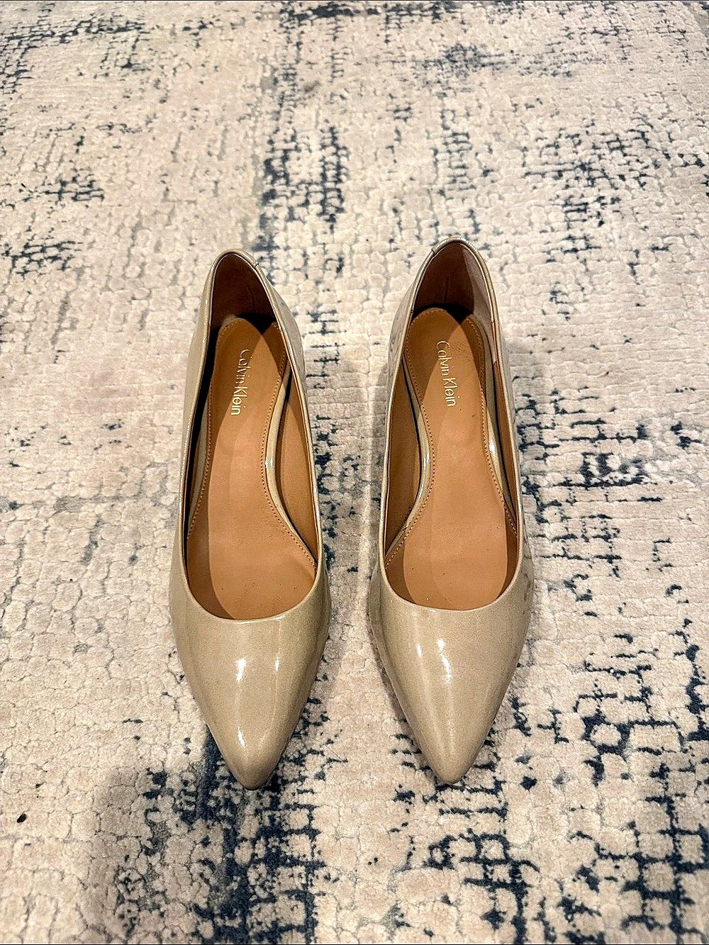 Calvin Klein Pointed Toe Block Heel Pumps in Brown Like New